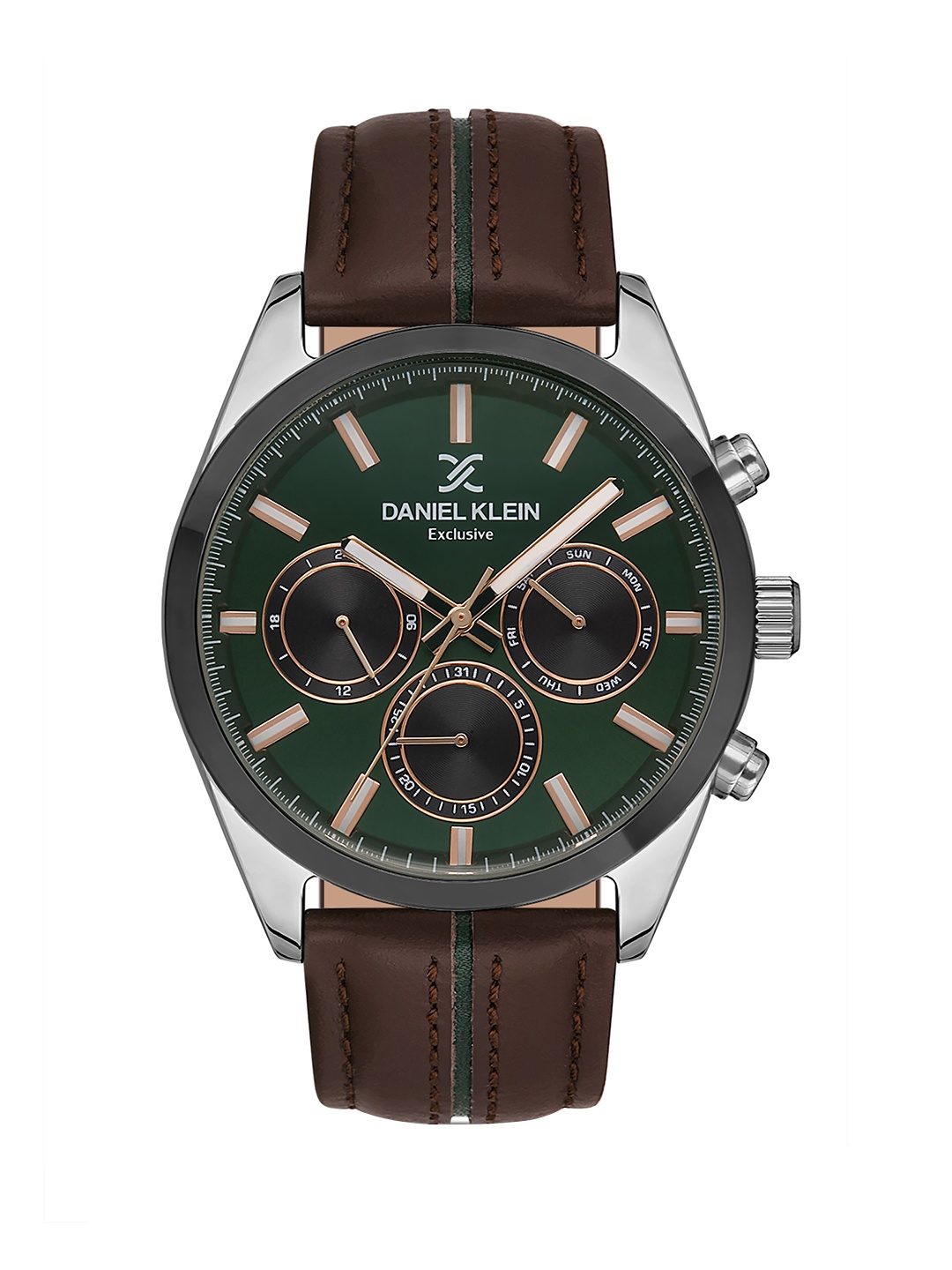 

Daniel Klein Exclusive Men Green Dial & Brown Straps Analogue Watch-DK.1.13314-5_OR