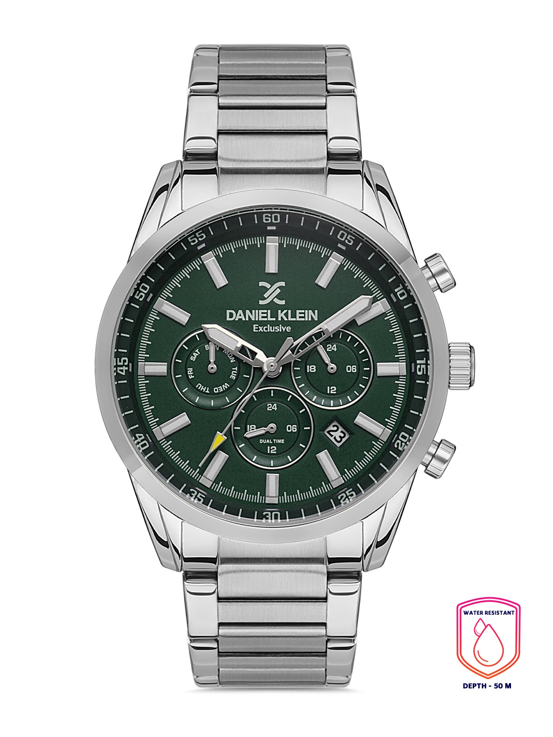 

Daniel Klein Exclusive Men Green Dial & Silver Toned Analogue Watch DK.1.13311-2_OR