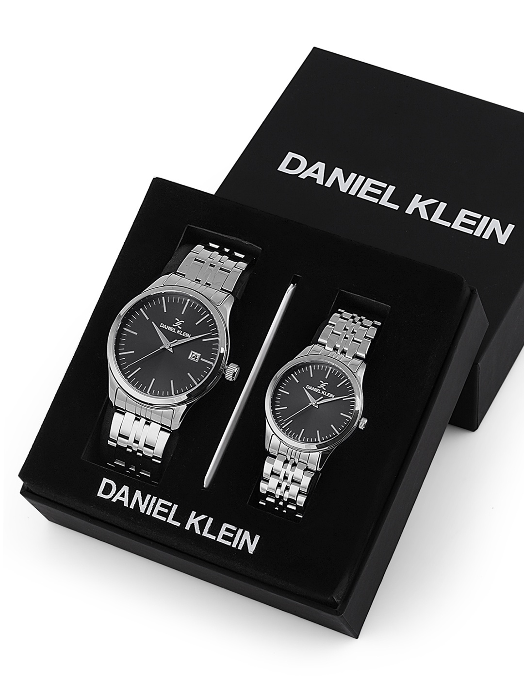 

Daniel Klein Black Dial & Silver Toned Straps His & Her Analogue Watch DK.1.13299-2