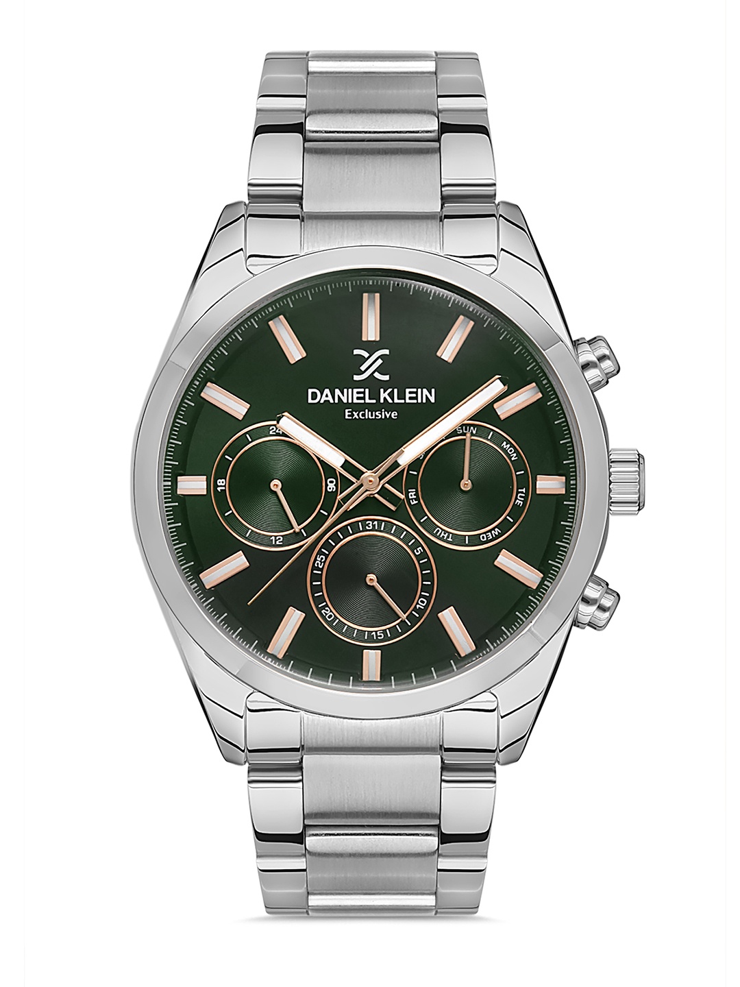 

Daniel Klein Exclusive Men Green Dial & Silver Toned Straps Analogue Watch DK.1.13315-5_OR