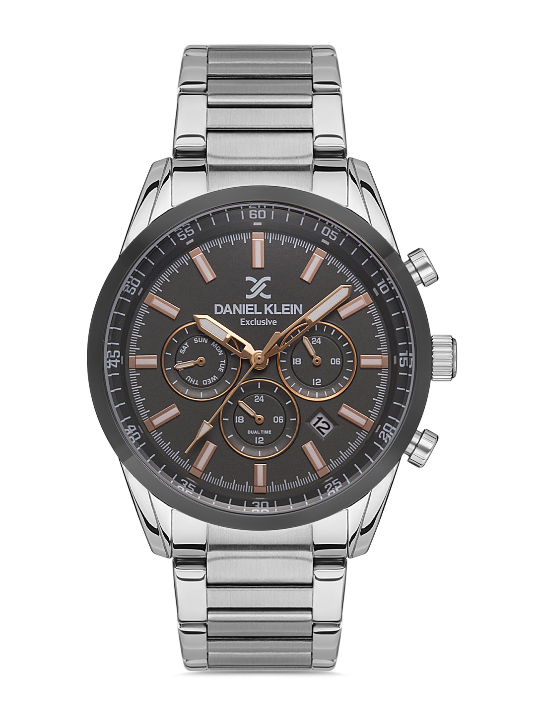 

Daniel Klein Exclusive Men Gunmetal Dial & Silver Toned Strap Analogue Watch DK.1.13311-5, Grey