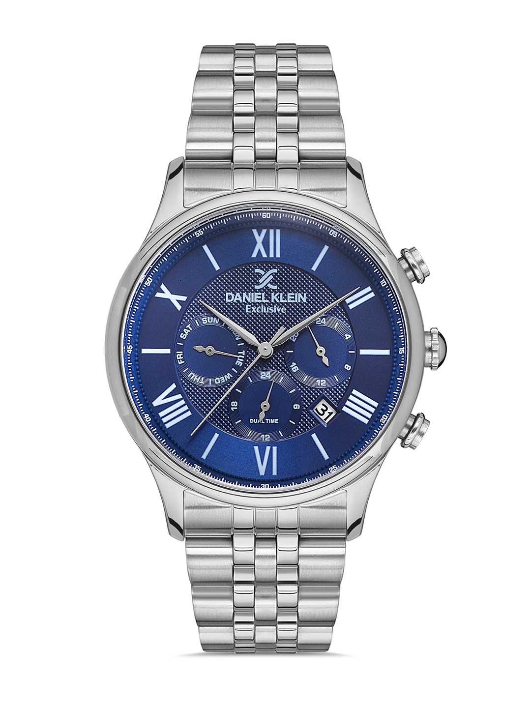 

Daniel Klein Exclusive Men Blue Dial & Silver-Toned Strap Analogue Watch DK.1.13288-3_OR