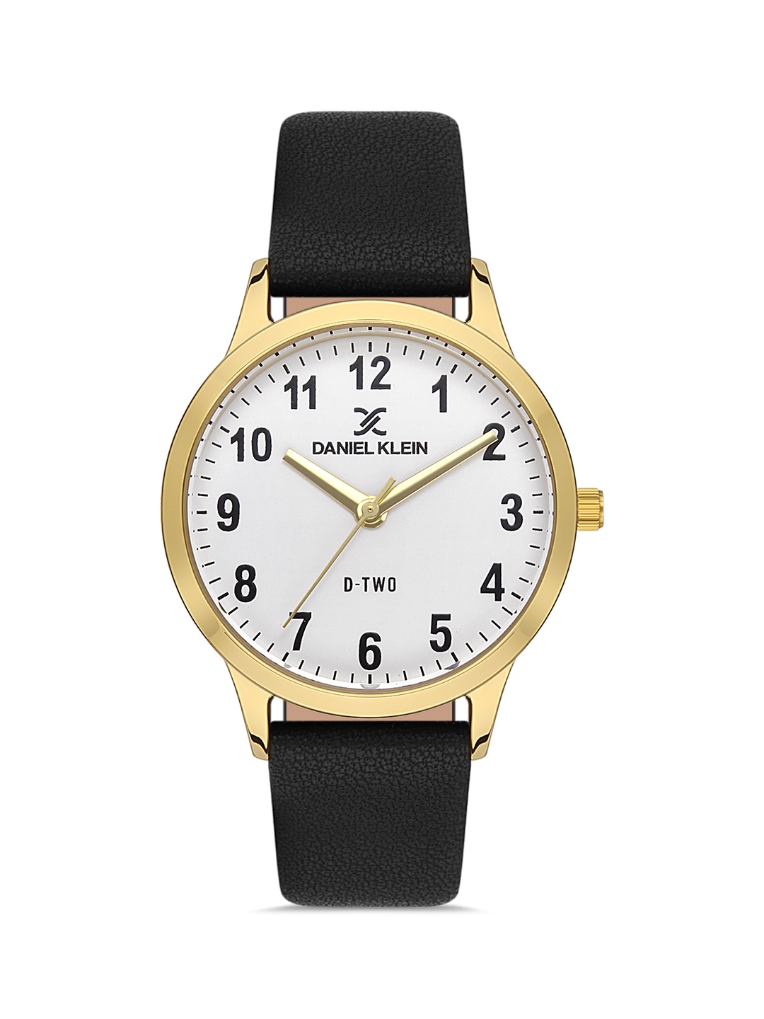 

Daniel Klein D-Two Women White Dial & Black Leather Straps Analogue Watch DK.1.13305-2_OR