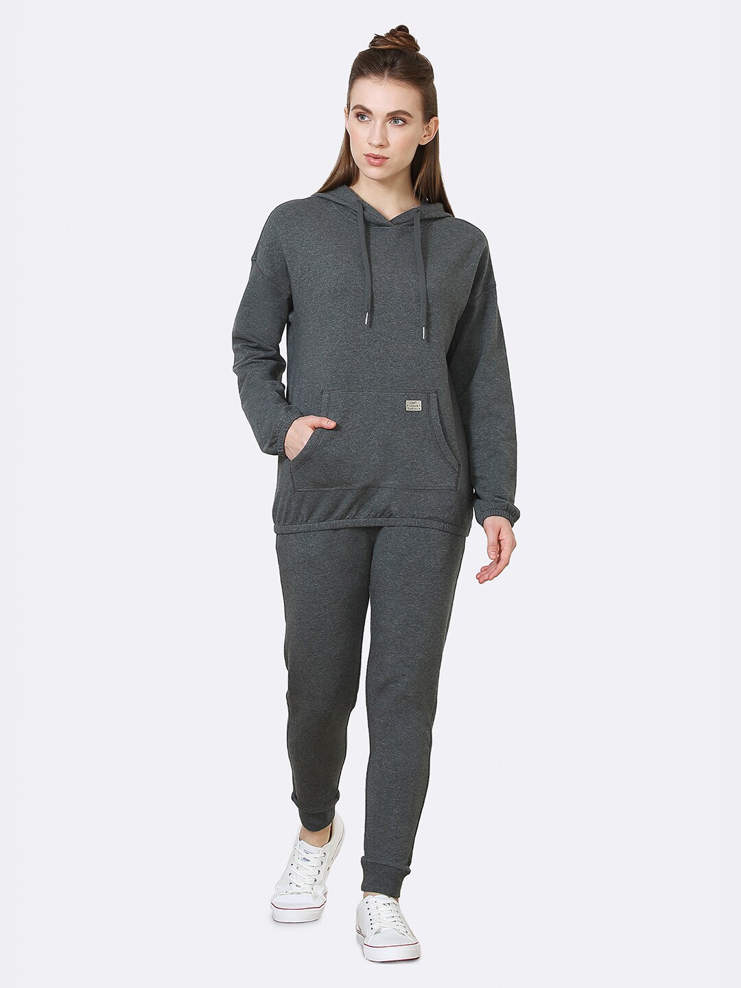 

Van Heusen Women Grey Melange Hooded Sweatshirt