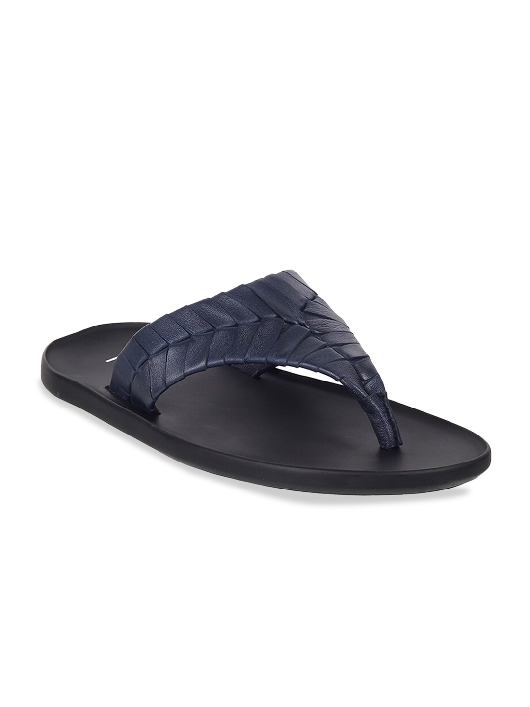 

Metro Men Navy Blue Textured Synthetic Comfort Sandals