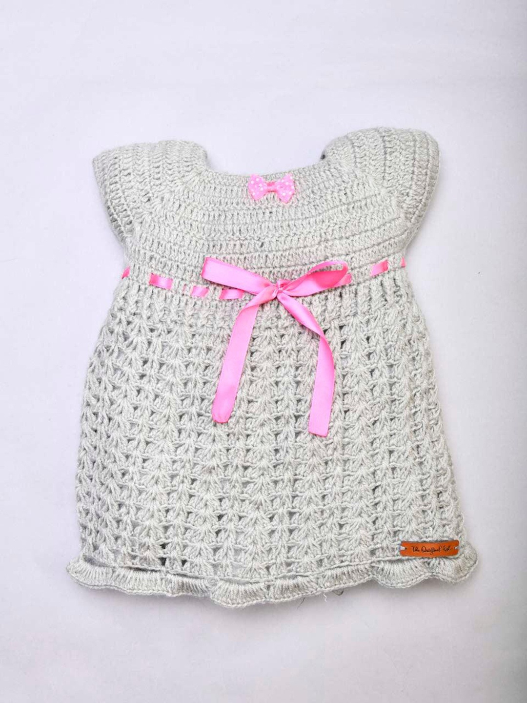 

The Original Knit Grey A-Line Knitted Dress with Bow