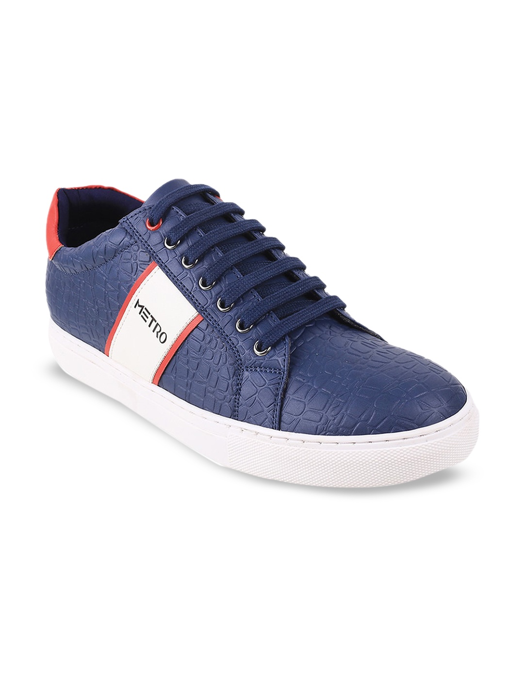 

Metro Men Navy Blue Textured Sneakers