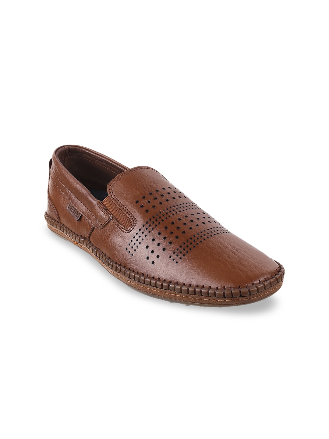 

Metro Men Tan Perforations Leather Loafers