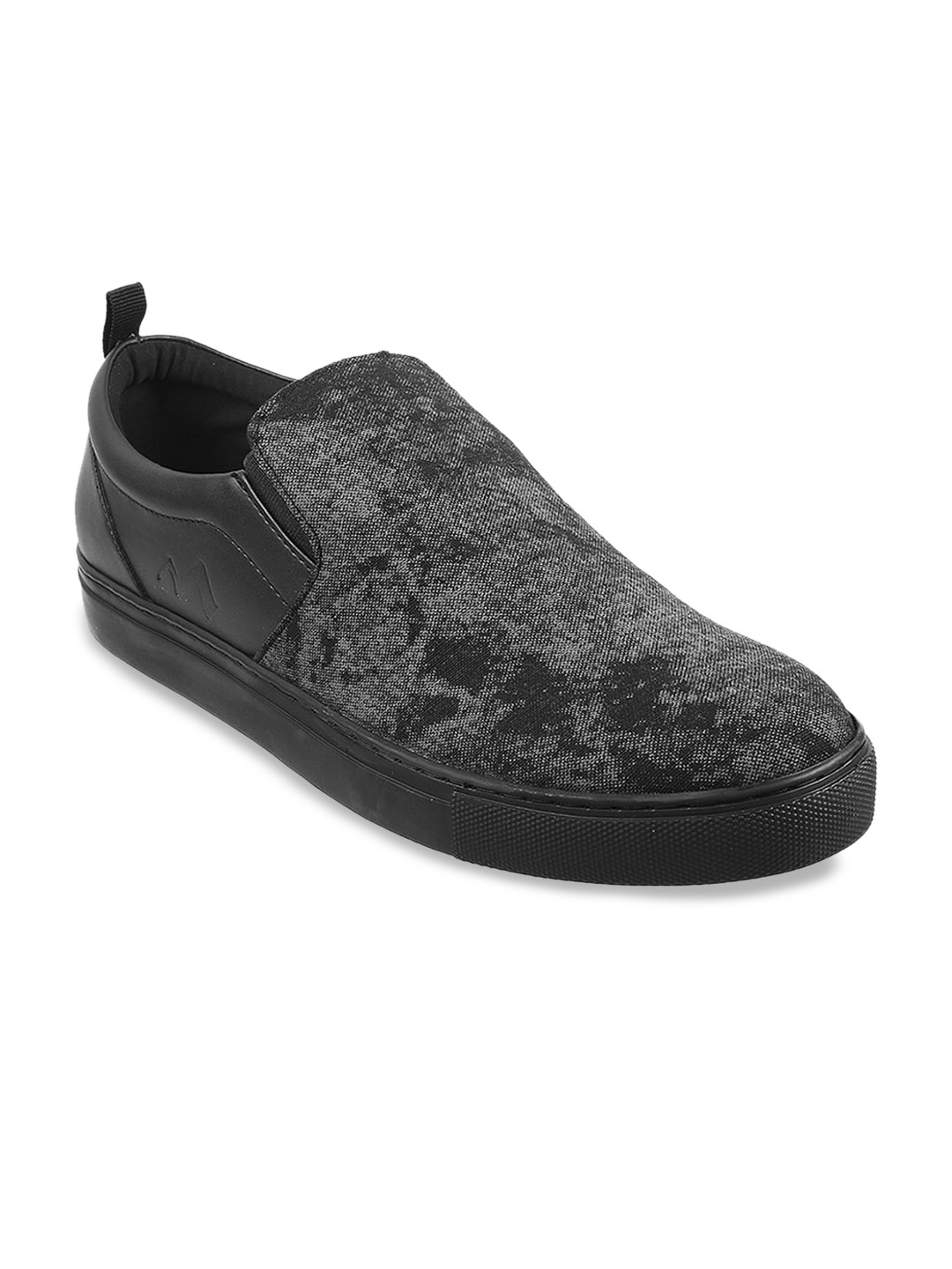 

Metro Men Black Textured Slip-On Sneakers