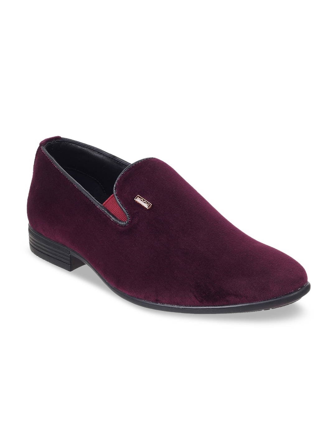 

Mochi Men Maroon Woven Design Suede Loafers