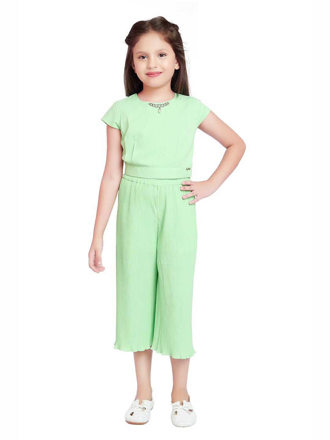 

Tiny Baby Girls Green Top with Palazzos