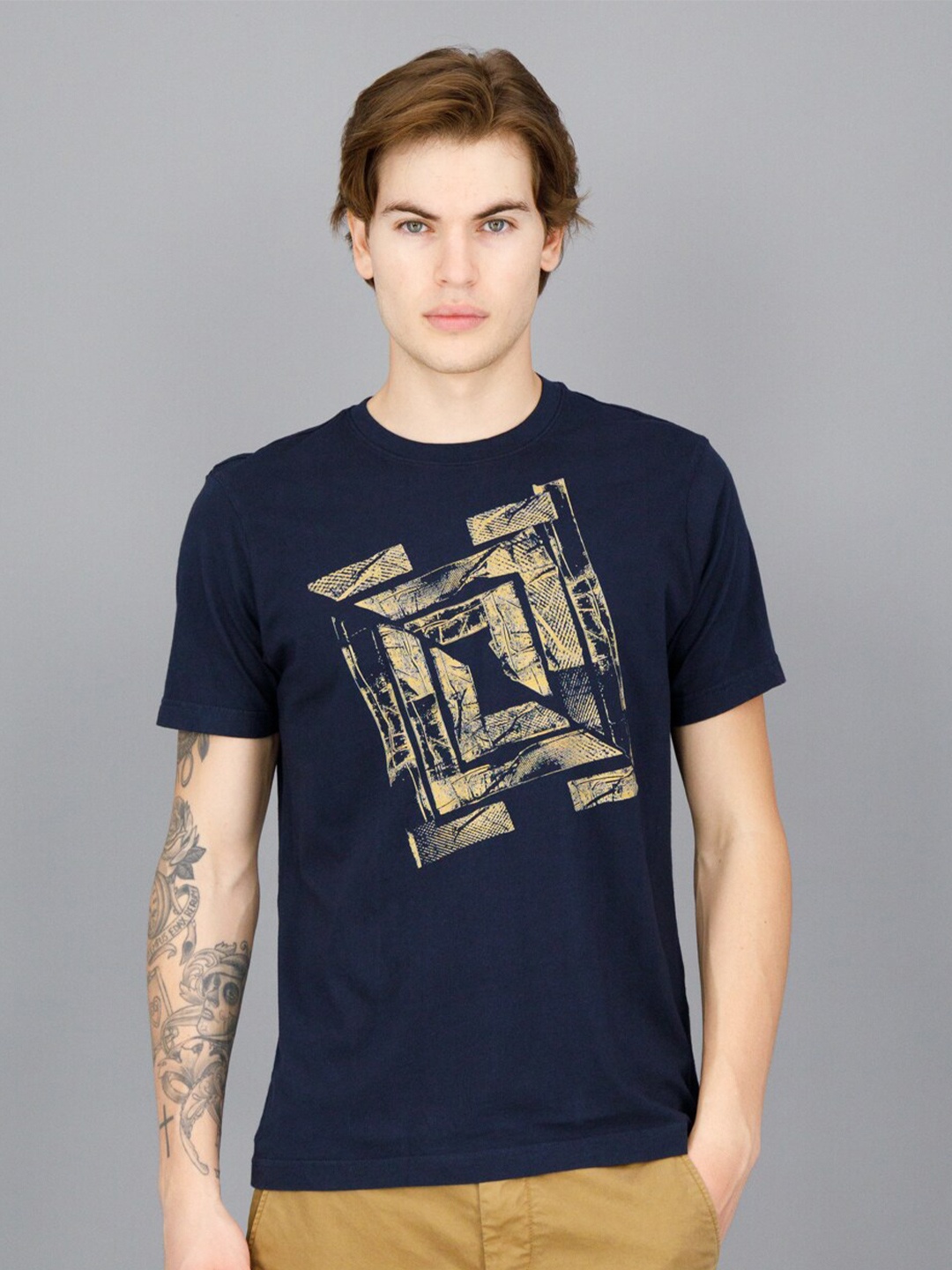 

FREESOUL Men Blue Printed T-shirt