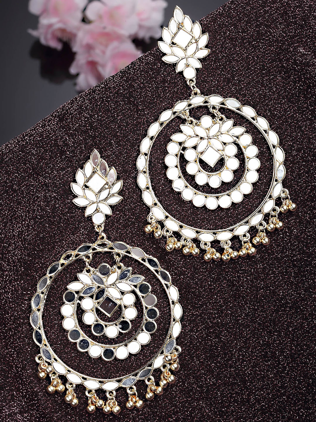 

KARATCART Gold-Toned & White Classic Chandbalis Earrings