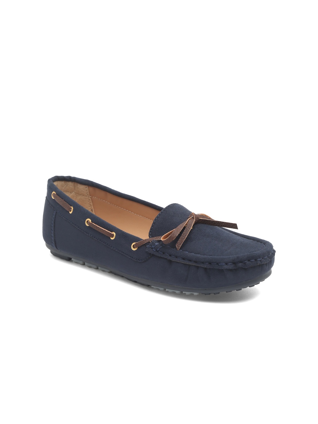 

Flat n Heels Women Navy Blue Suede Boat Shoes