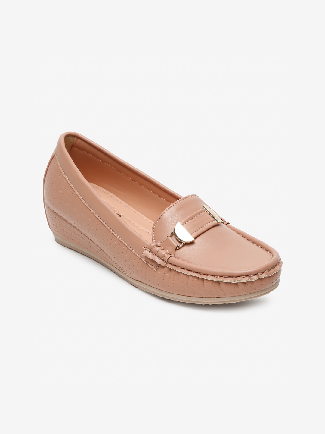 

Flat n Heels Women Pink Solid Horsebit Loafers