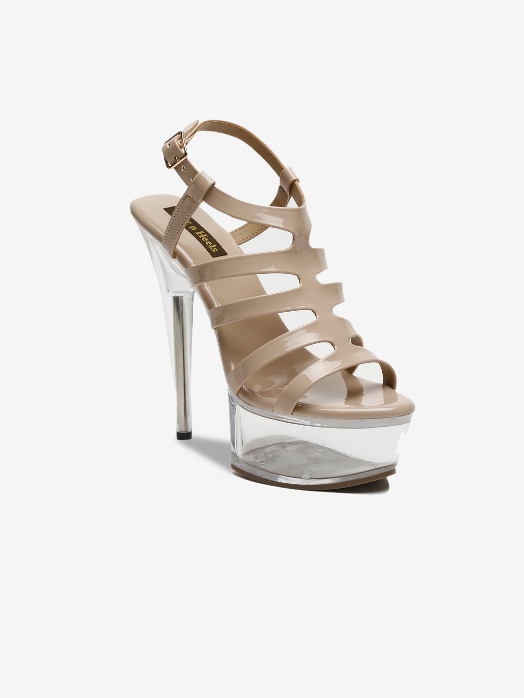 

Flat n Heels Women's Beige Wedge Gladiators with Buckles
