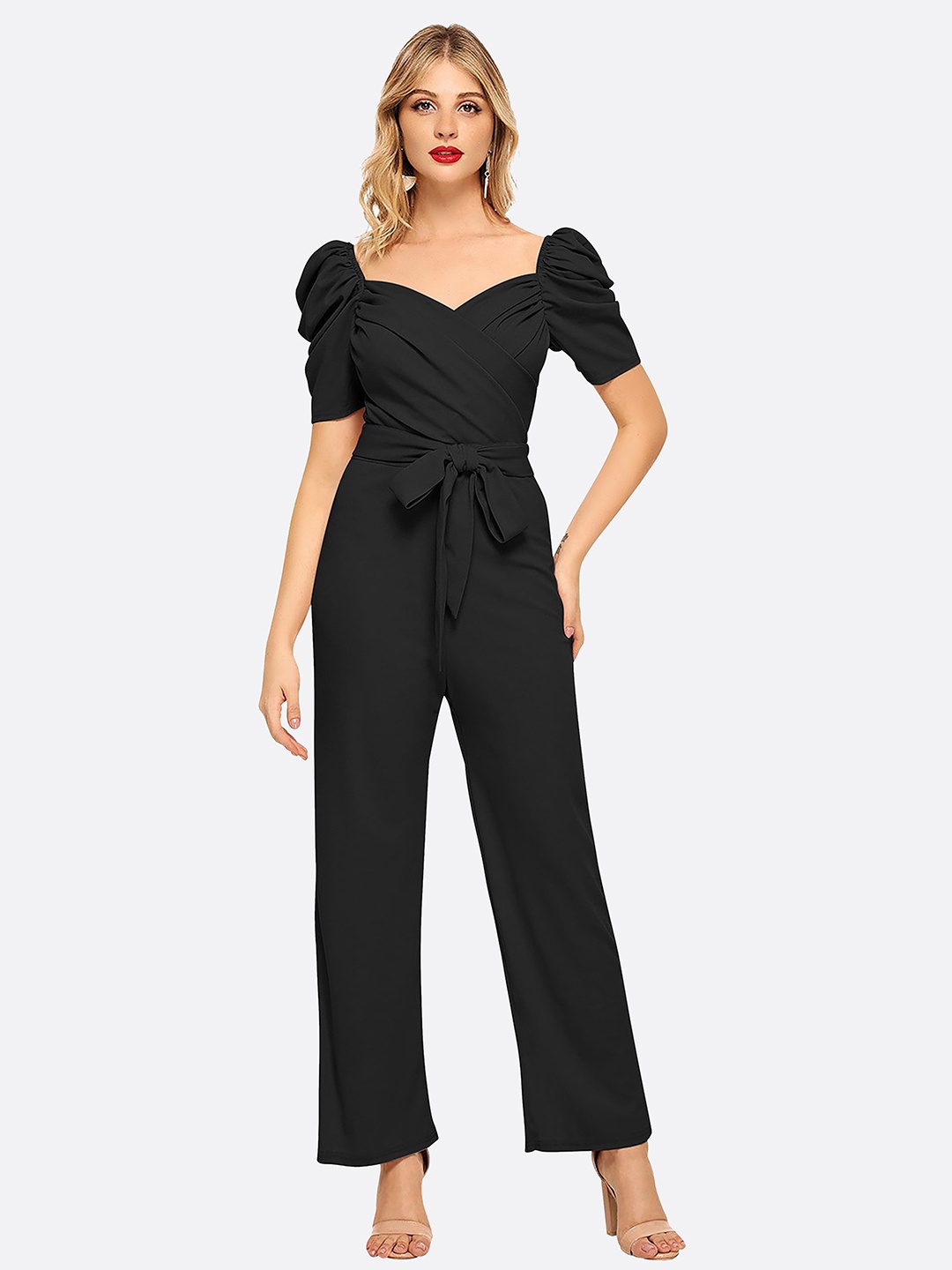 

FAVRIZ Black Solid Basic Jumpsuit