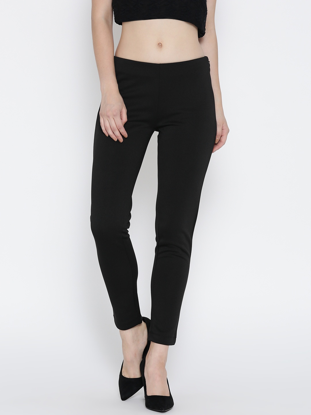 

Wills Lifestyle Women Black Solid Casual Trousers