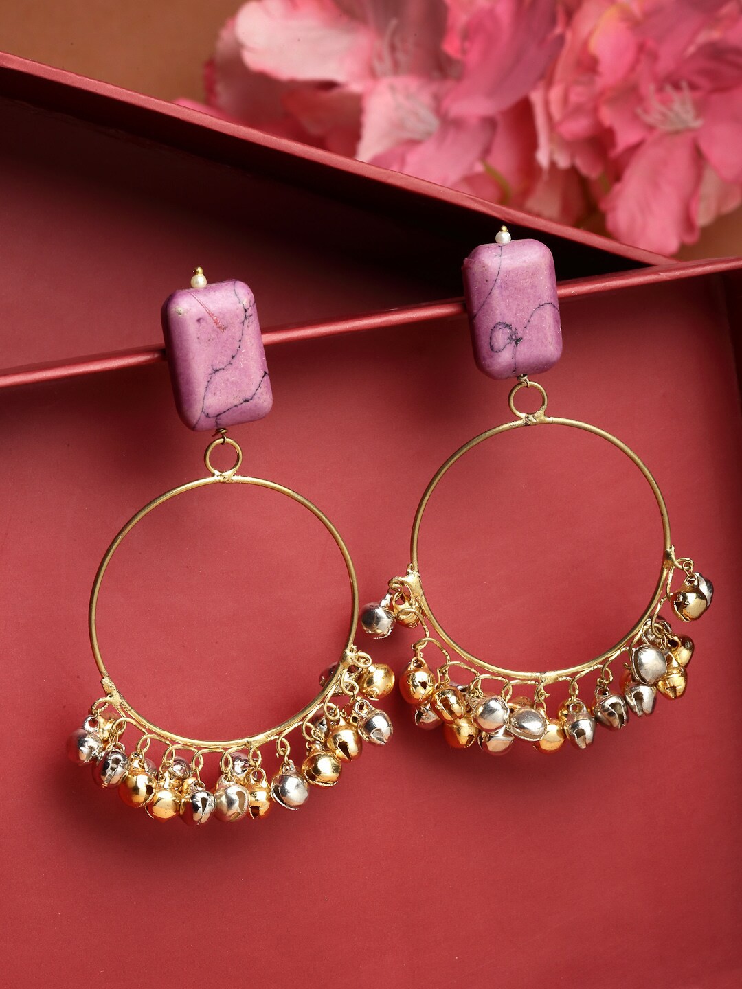 

DUGRISTYLE Gold-Plated Sterling Silver Circular Drop Earrings