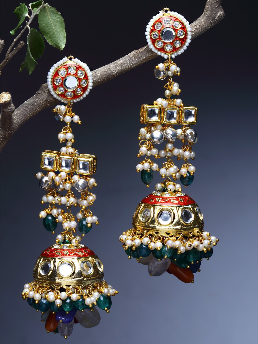 

DUGRISTYLE Red Dome Shaped Drop Earrings