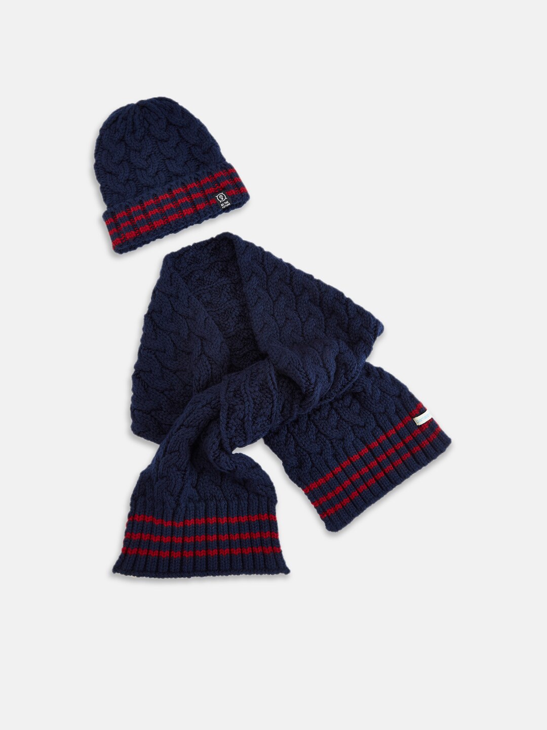

Pantaloons Junior Boys Navy Blue Beanie Cap With Muffler Set