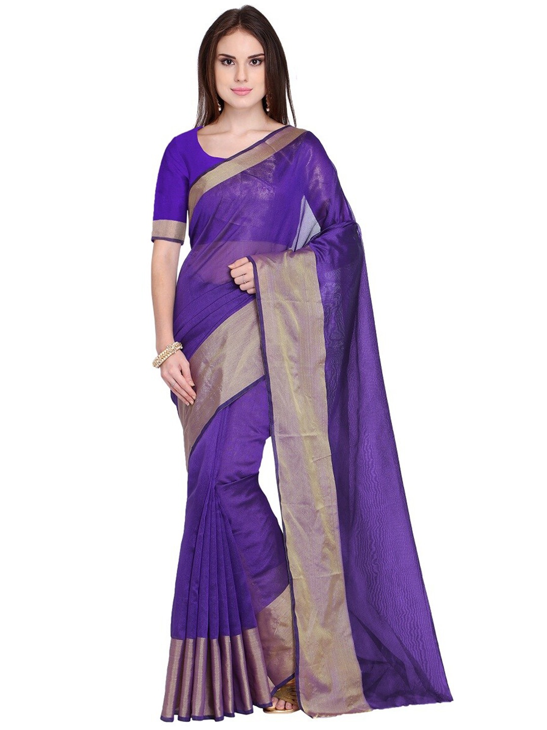 

Florence Purple & Gold-Toned Zari Art Silk Saree