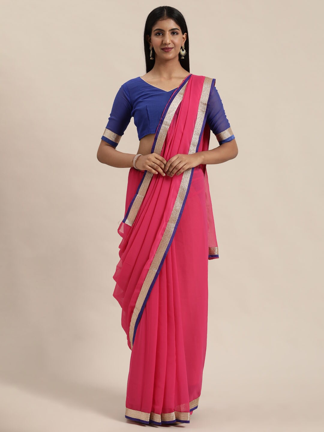 

Florence Pink & Blue Chiffon Saree