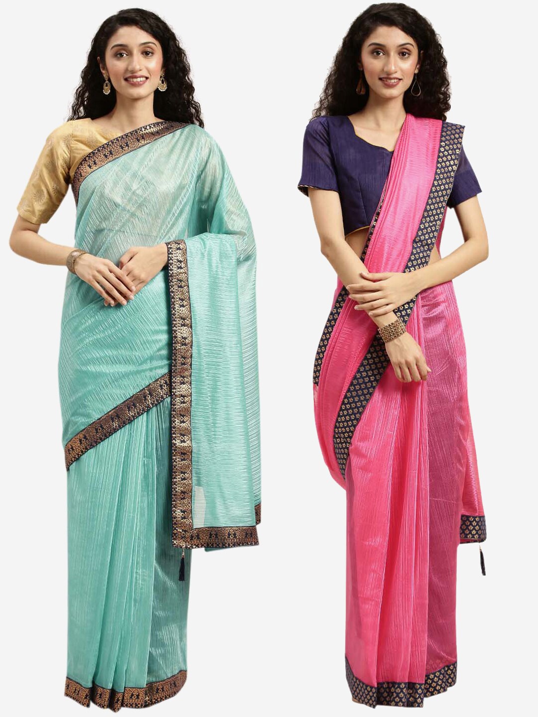 

Florence Sea Green & Pink 2 Zari Art Silk Saree