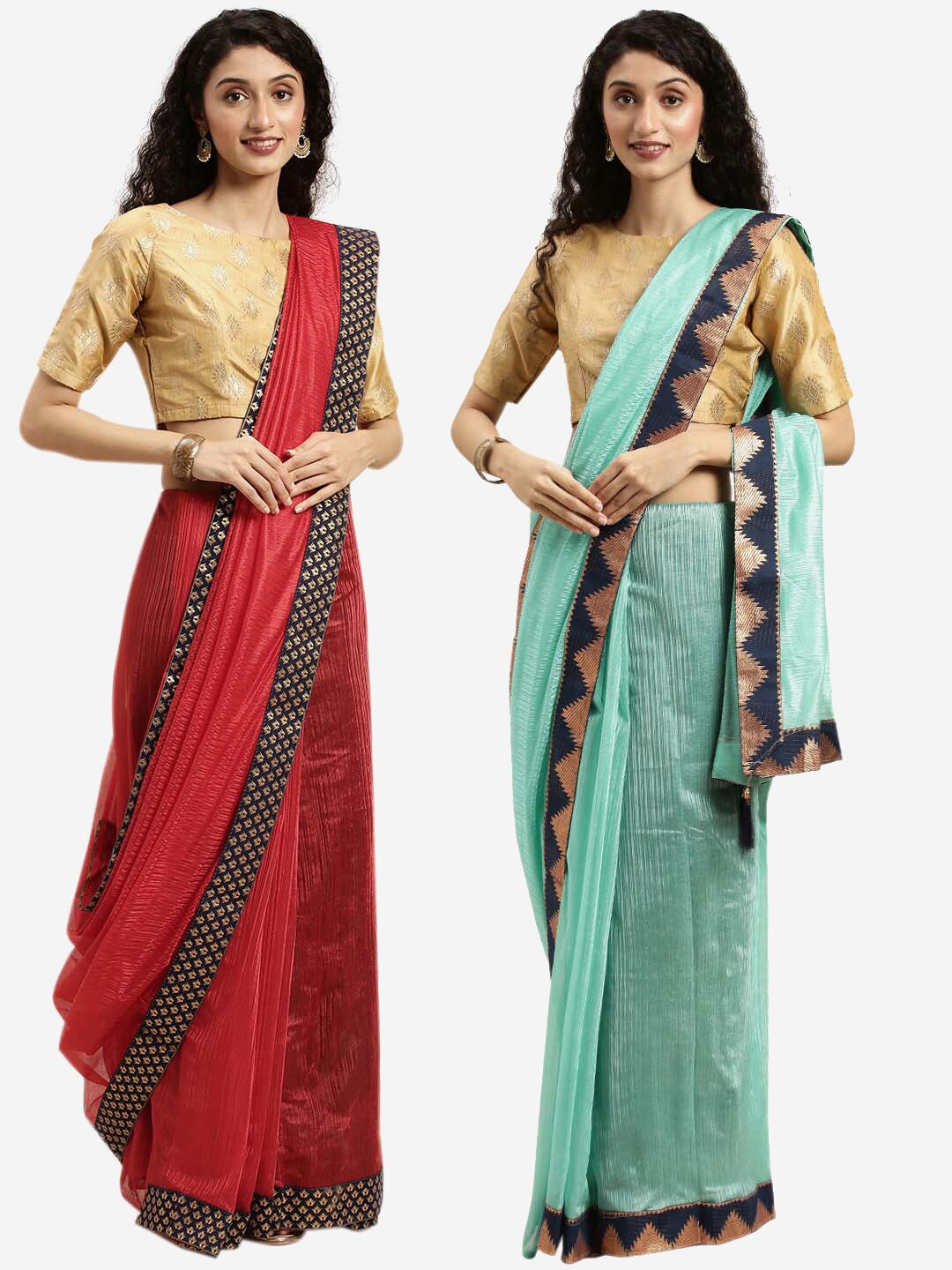 

KALINI Red & Green 2 Art Silk Saree
