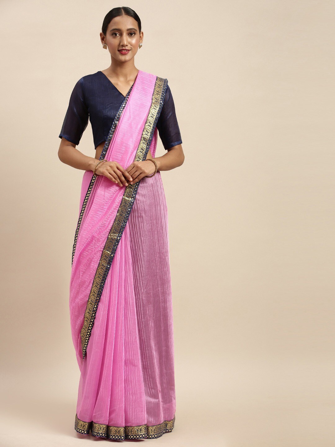 

KALINI Pink & Blue Art Silk Saree