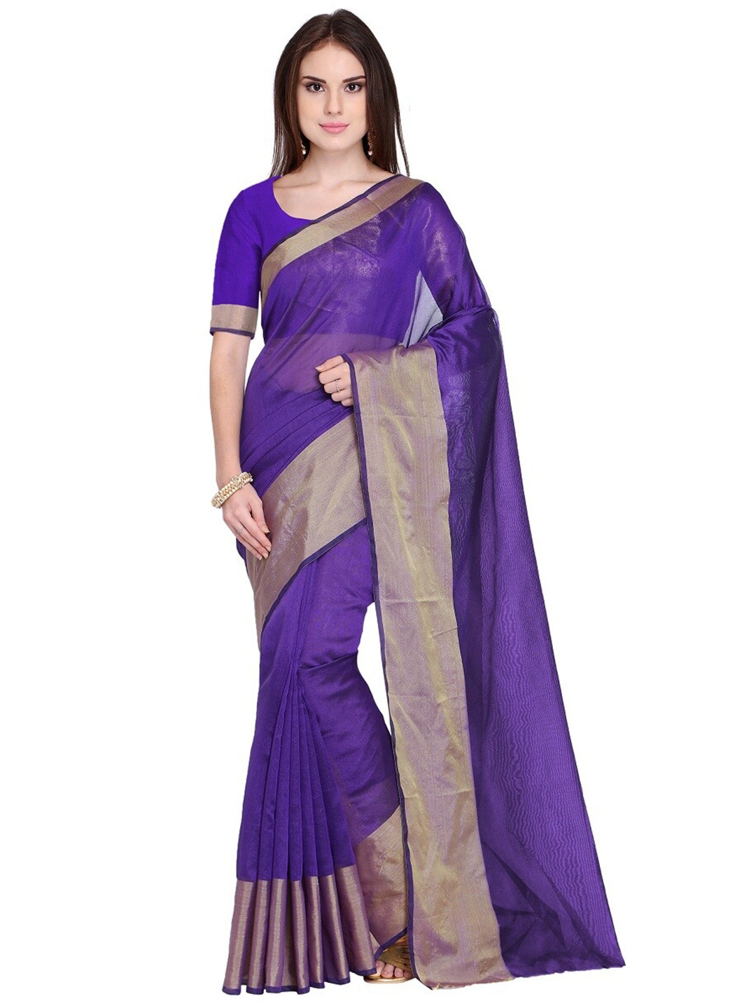 

KALINI Purple & Gold-Toned Zari Art Silk Saree