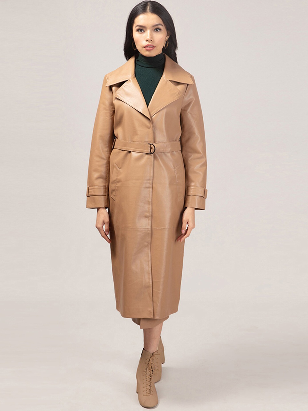 

20Dresses Women Beige Solid OverCoat