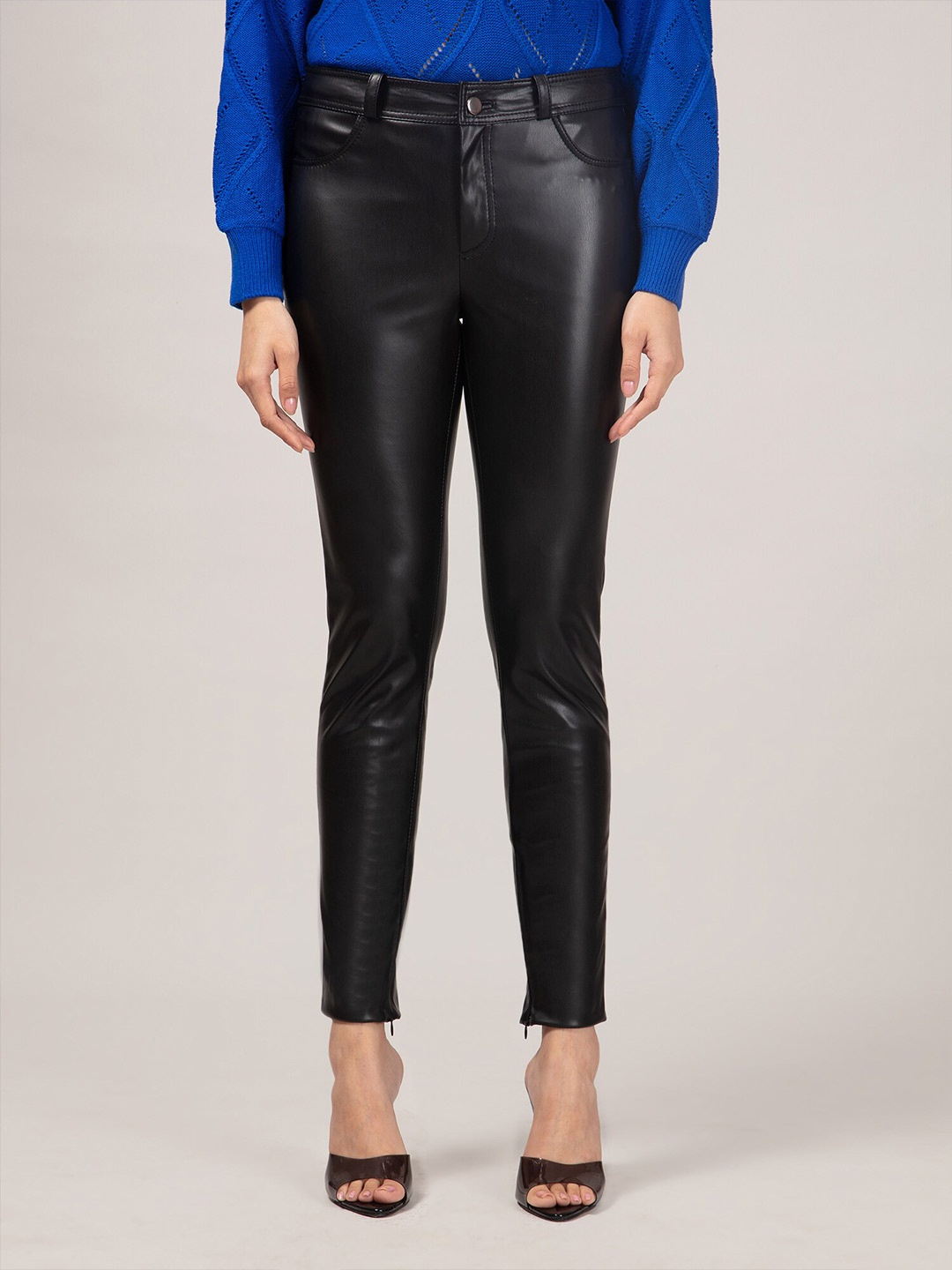 

20Dresses Women Black Skinny Fit Leather Jeggings