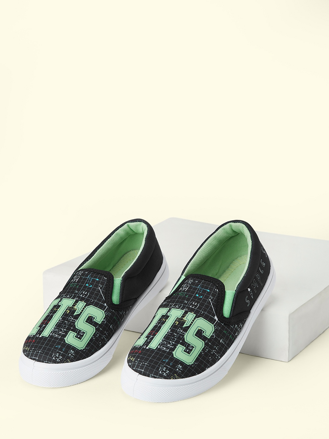 

Pantaloons Junior Boys Black Printed Slip-On Sneakers