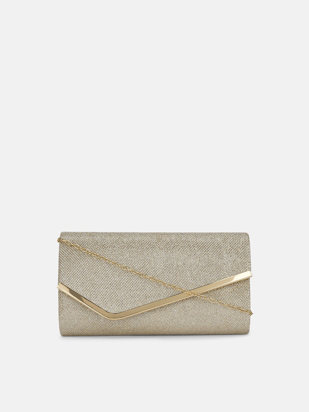 

Forever Glam by Pantaloons Gold-Toned Textured Envelope Clutch