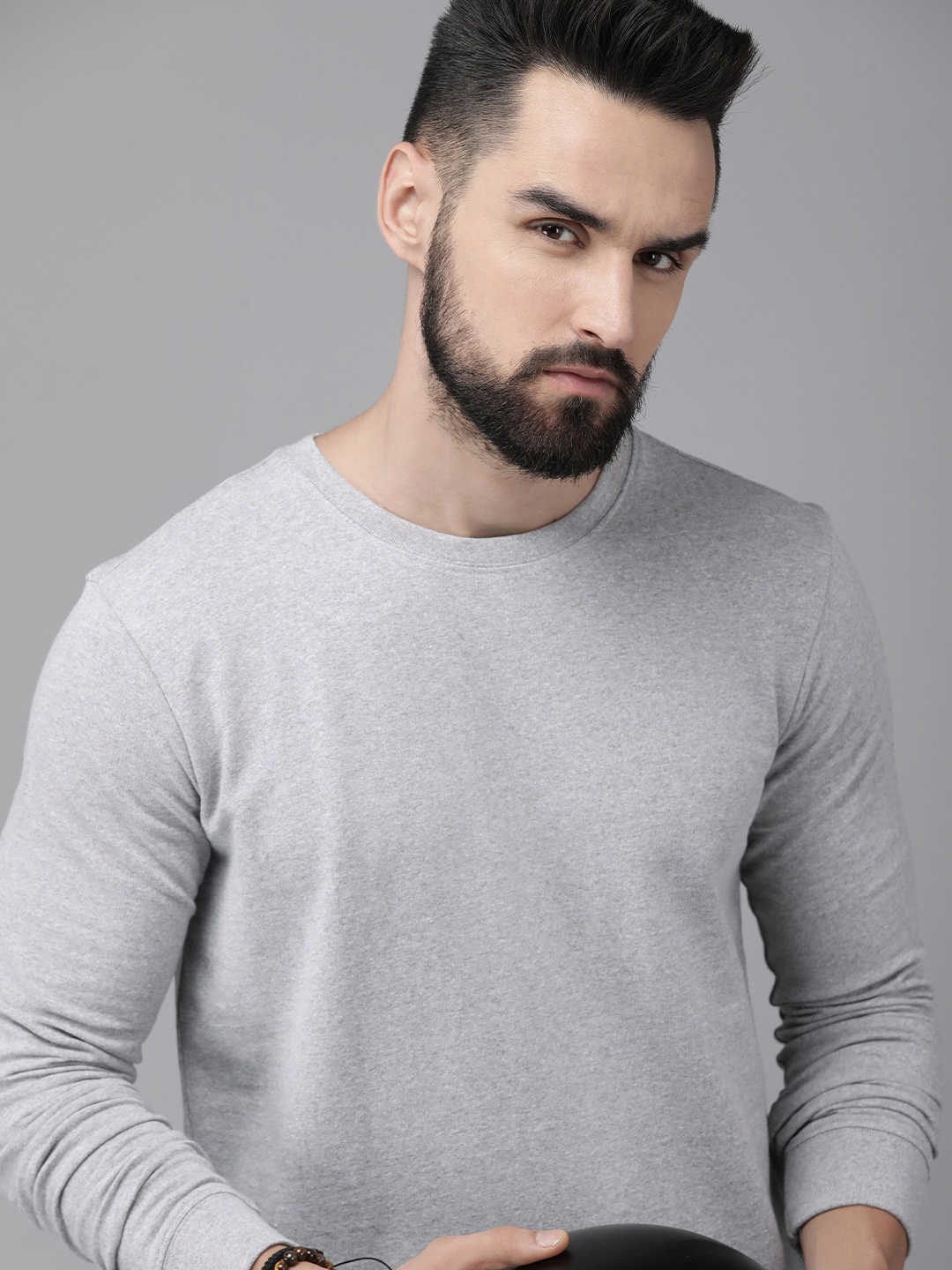 

Roadster Men Solid Sweatshirt, Grey melange