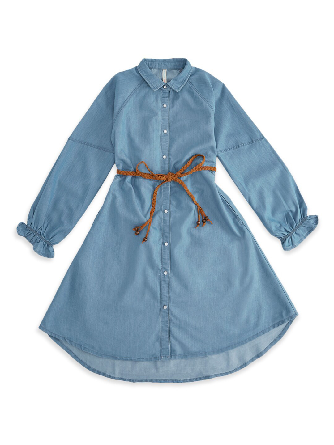 

Pantaloons Junior Girls Blue Solid Shirt Dress