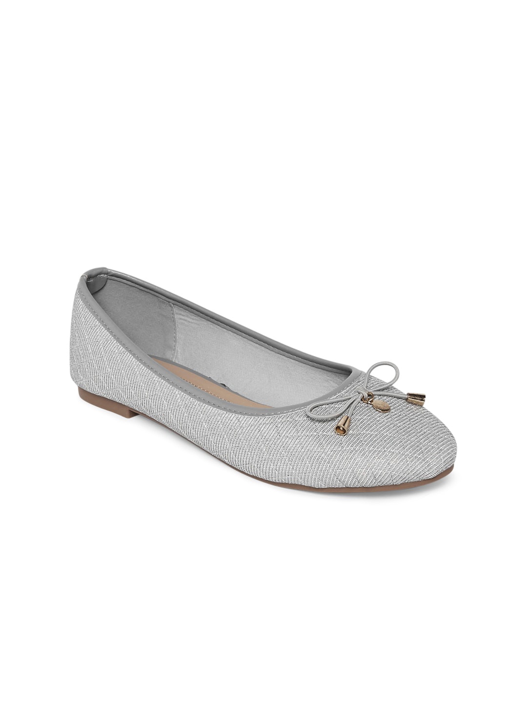 

Forever Glam by Pantaloons Women Grey Textured Ballerinas with Bows Flats