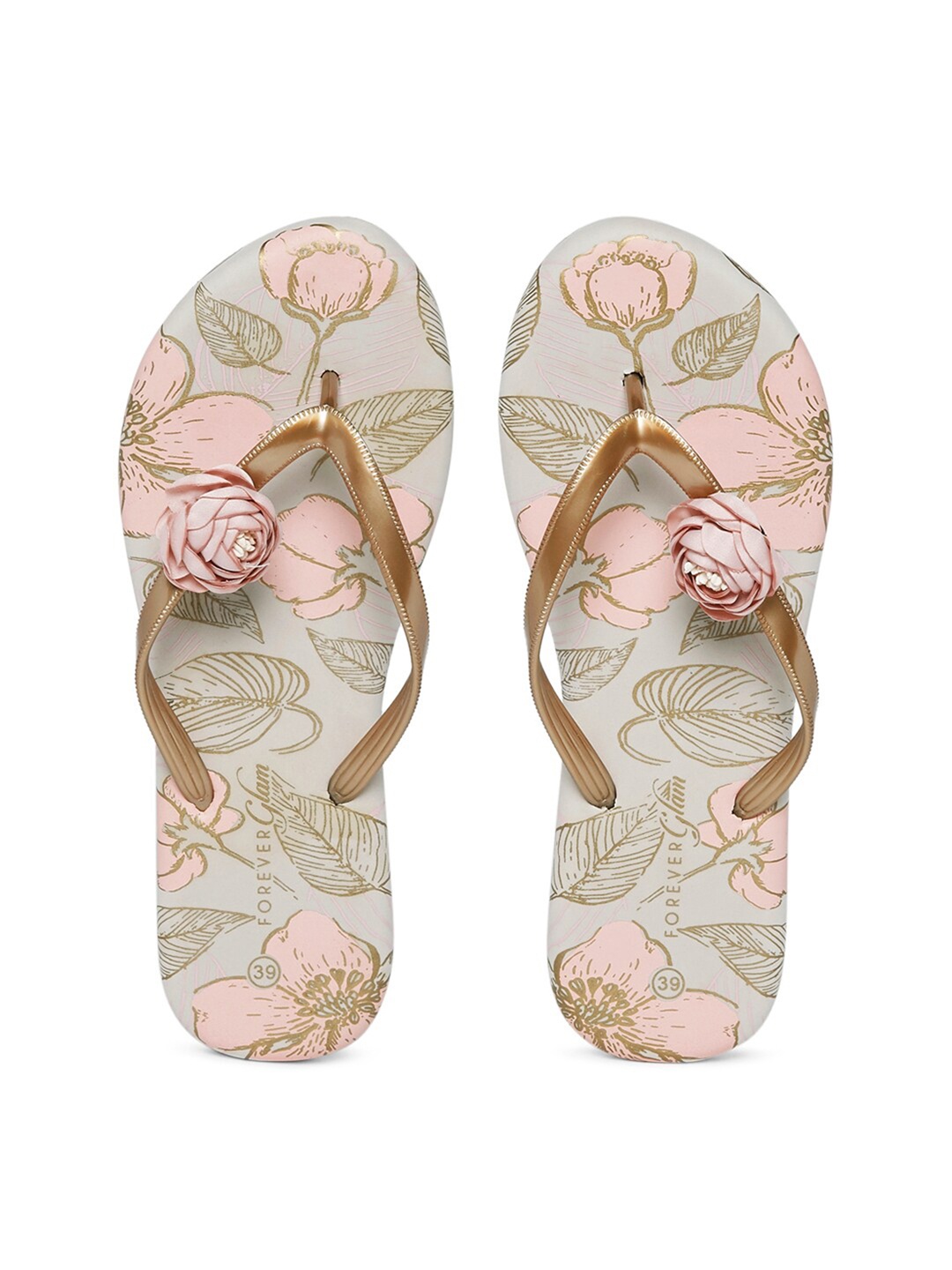 

Forever Glam by Pantaloons Women Printed Thong Flip-Flops, Pink