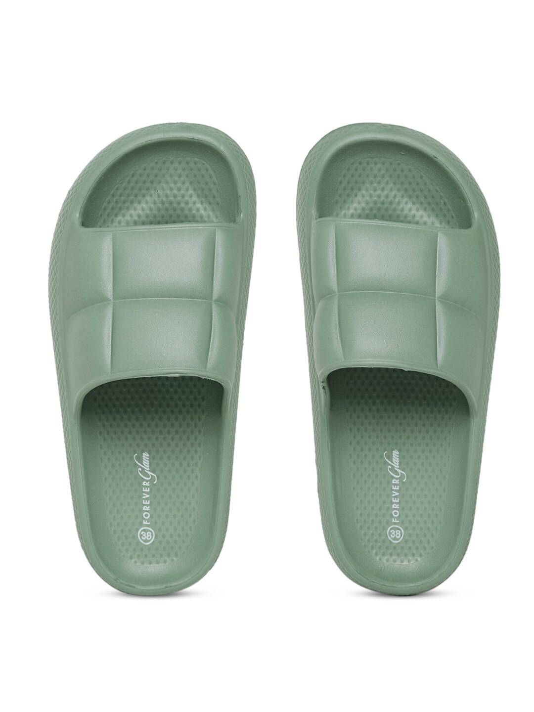 

Forever Glam by Pantaloons Women Solid Rubber Flip Flops Sliders, Green