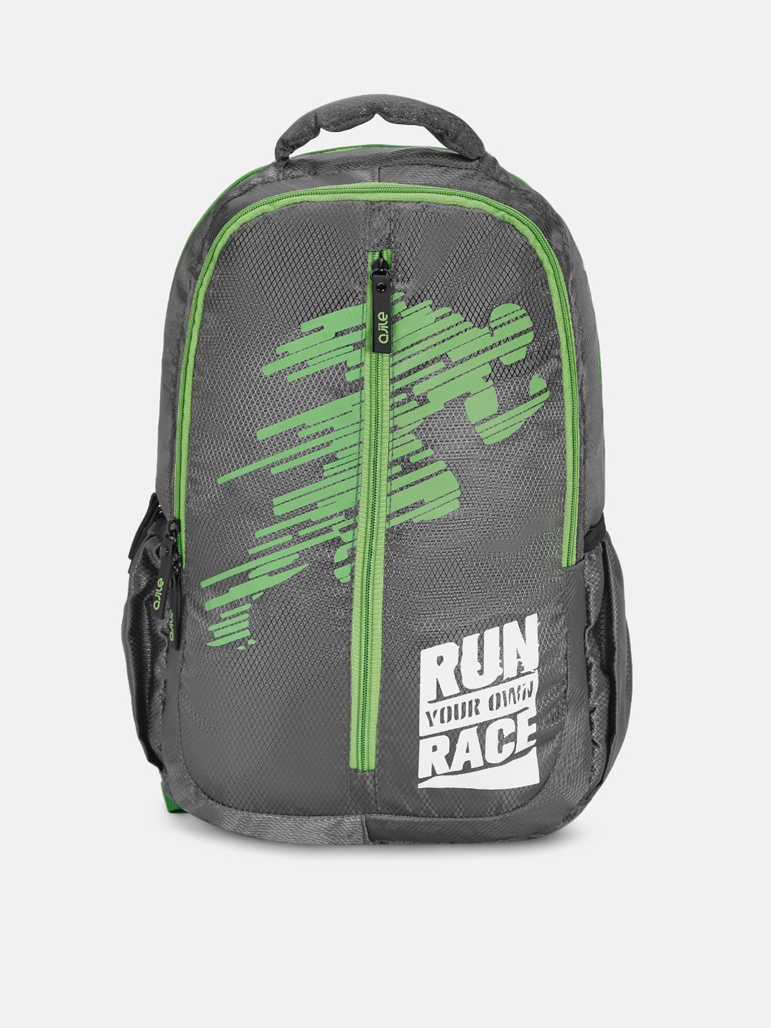 Ajile by Pantaloons Men Grey & Green Graphic Backpack
