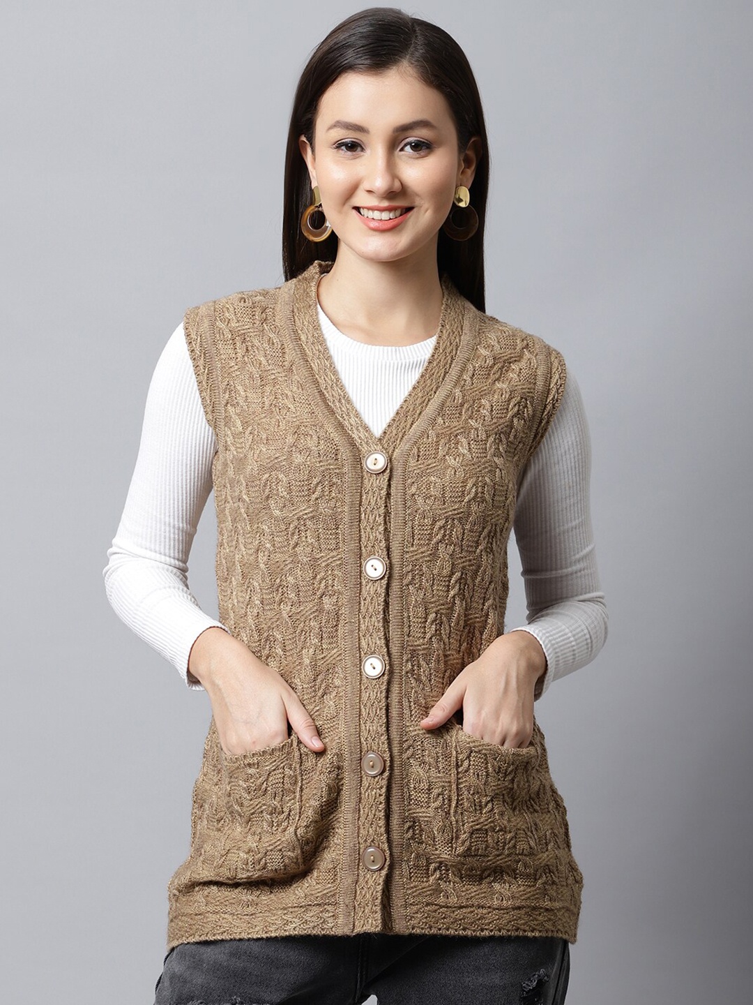 

PERFECT LINE Women Brown Cardigan