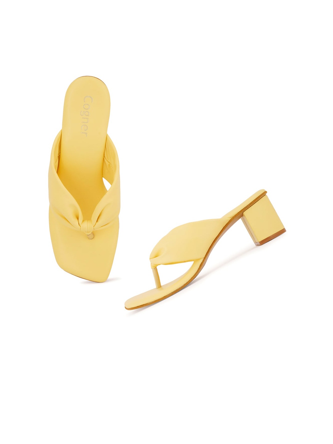 

Cogner Yellow Block Open Toe Heels