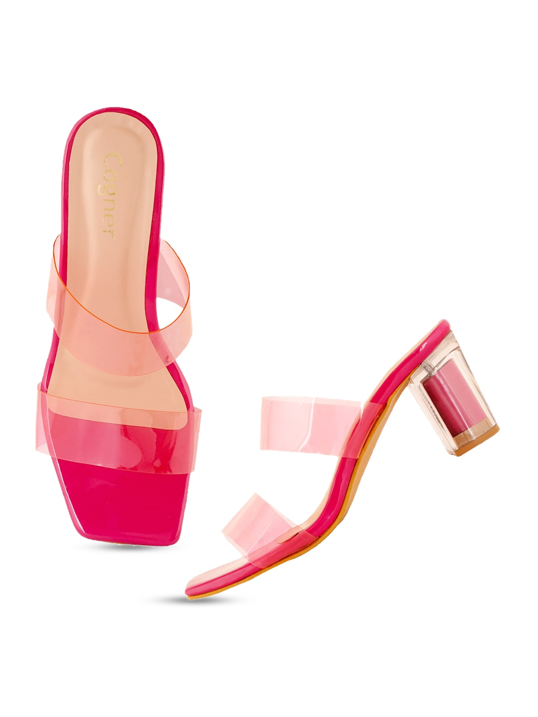 

Cogner Women Pink Block Sandals with Bows