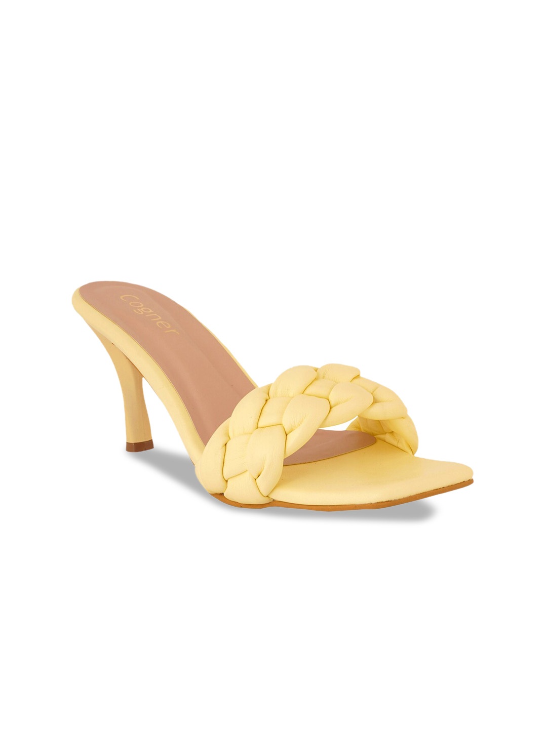 

Cogner Yellow Embellished Party Kitten Heel