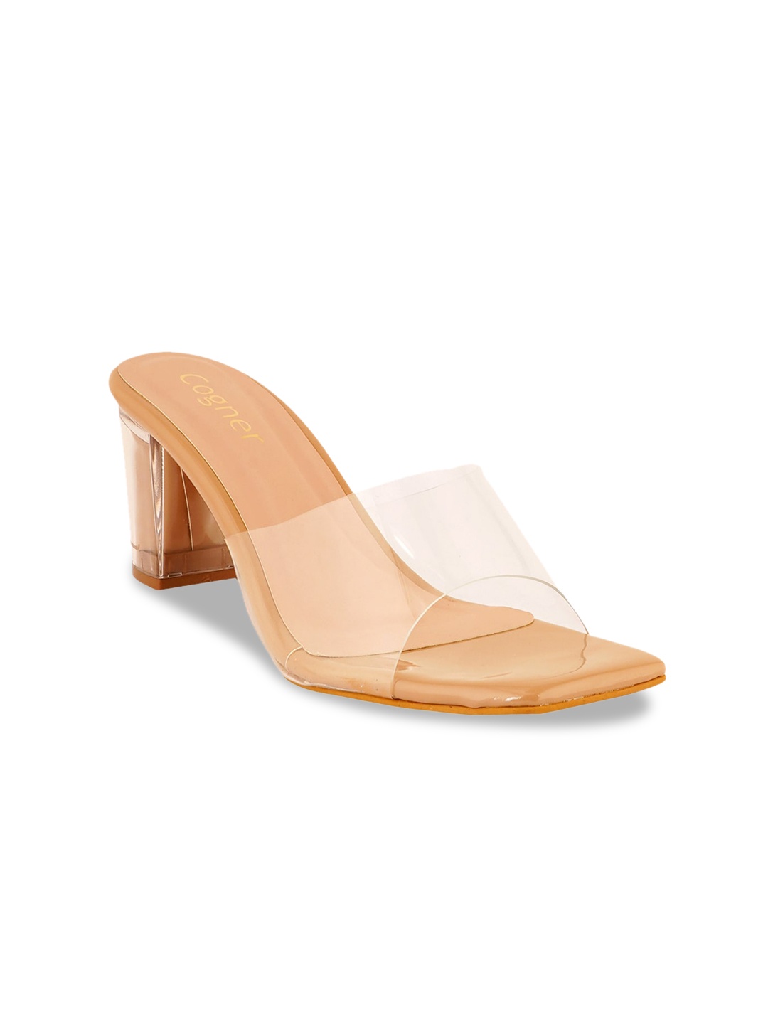 

Cogner Women Beige & Transparent Block Heels