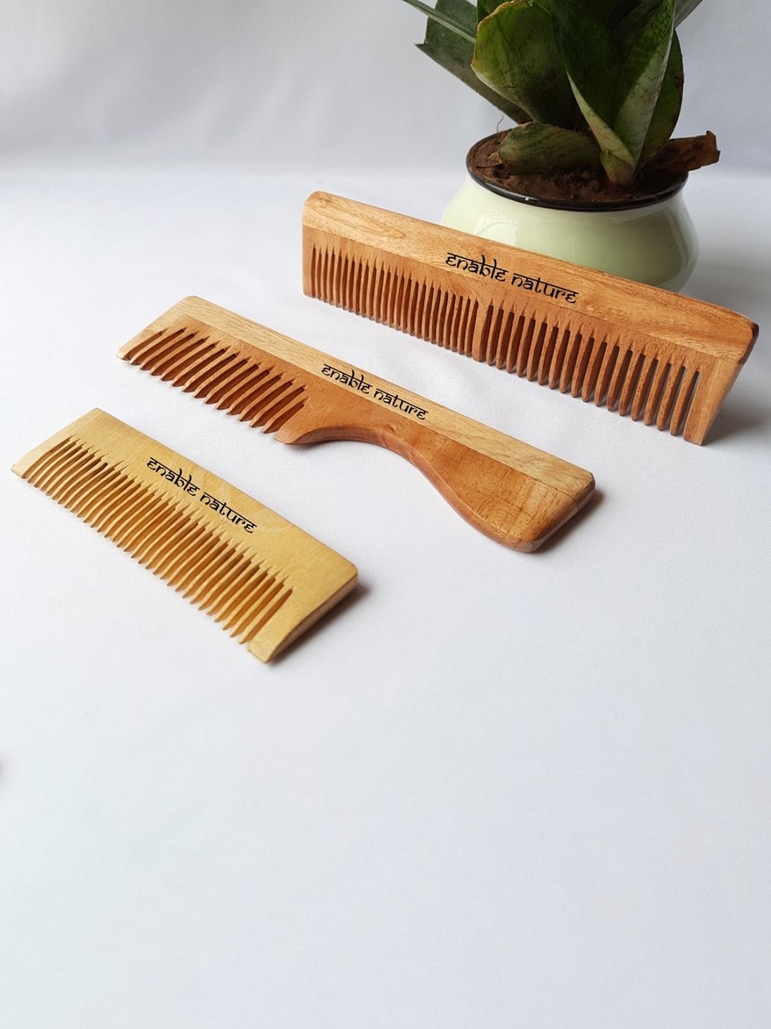 

Enable Nature Set Of 3 Brown Neem Wood Comb