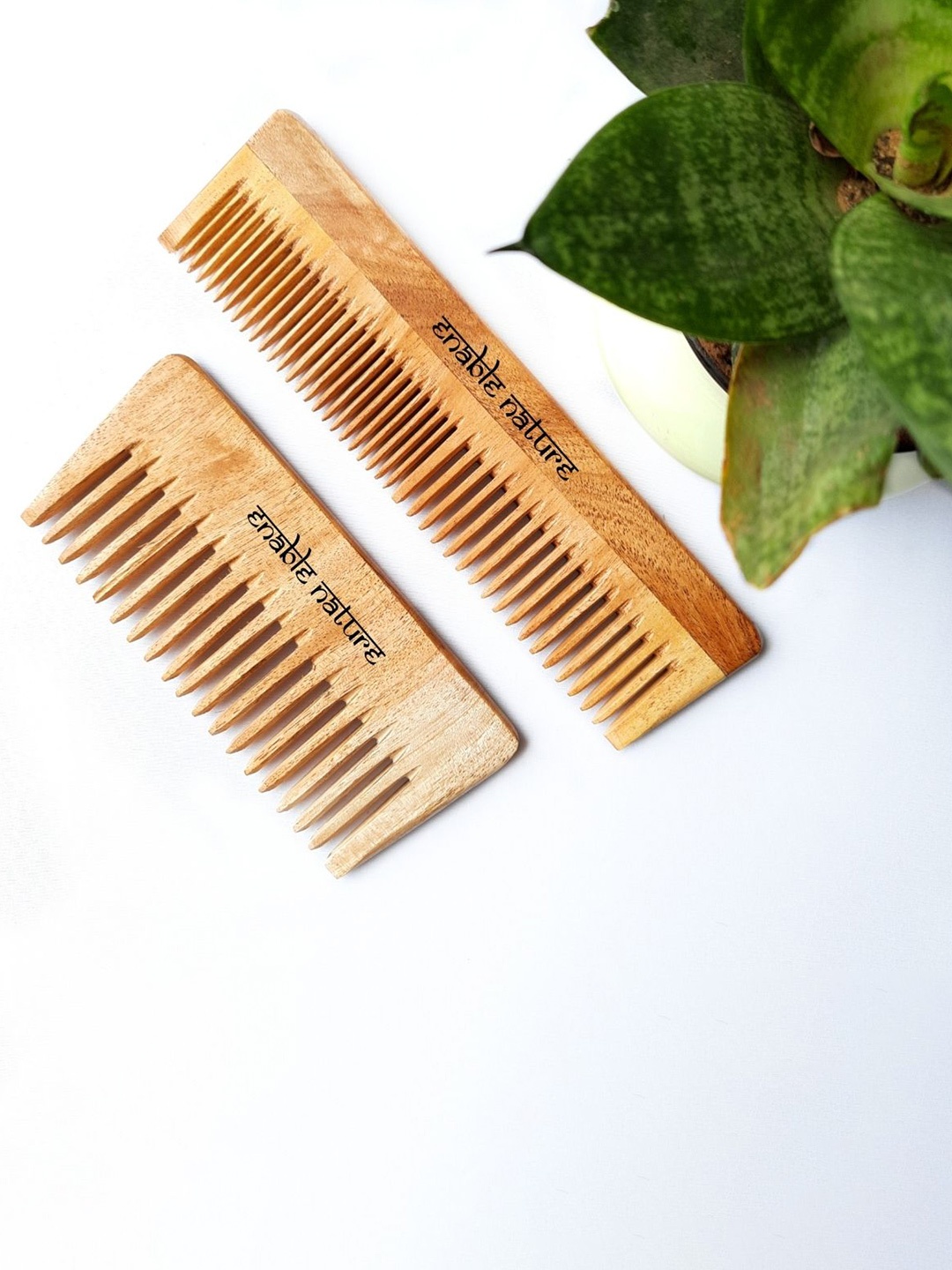 

Enable Nature Set Of 2 Neem Wood Comb, Brown