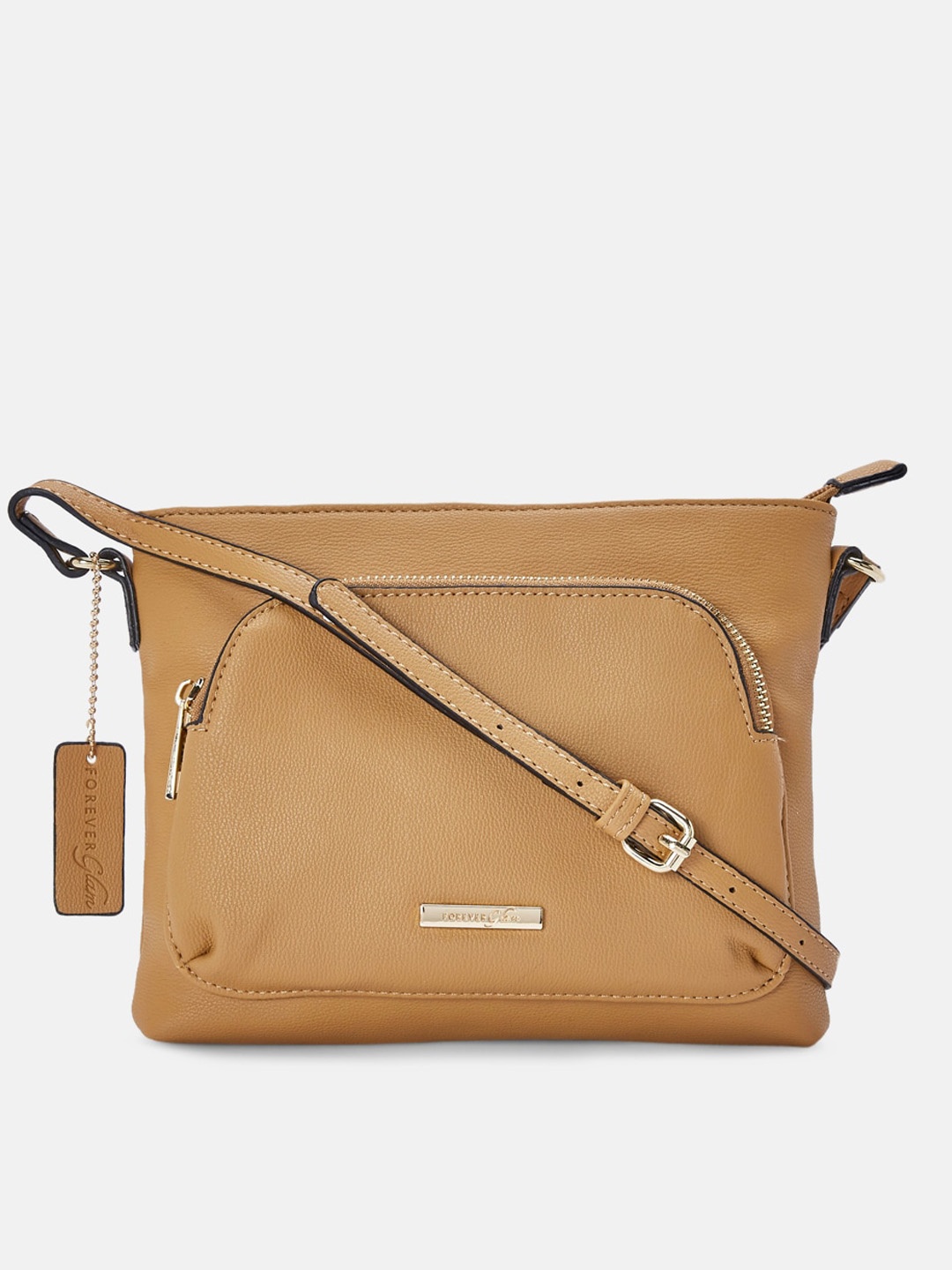 

Forever Glam by Pantaloons Tan PU Structured Sling Bag