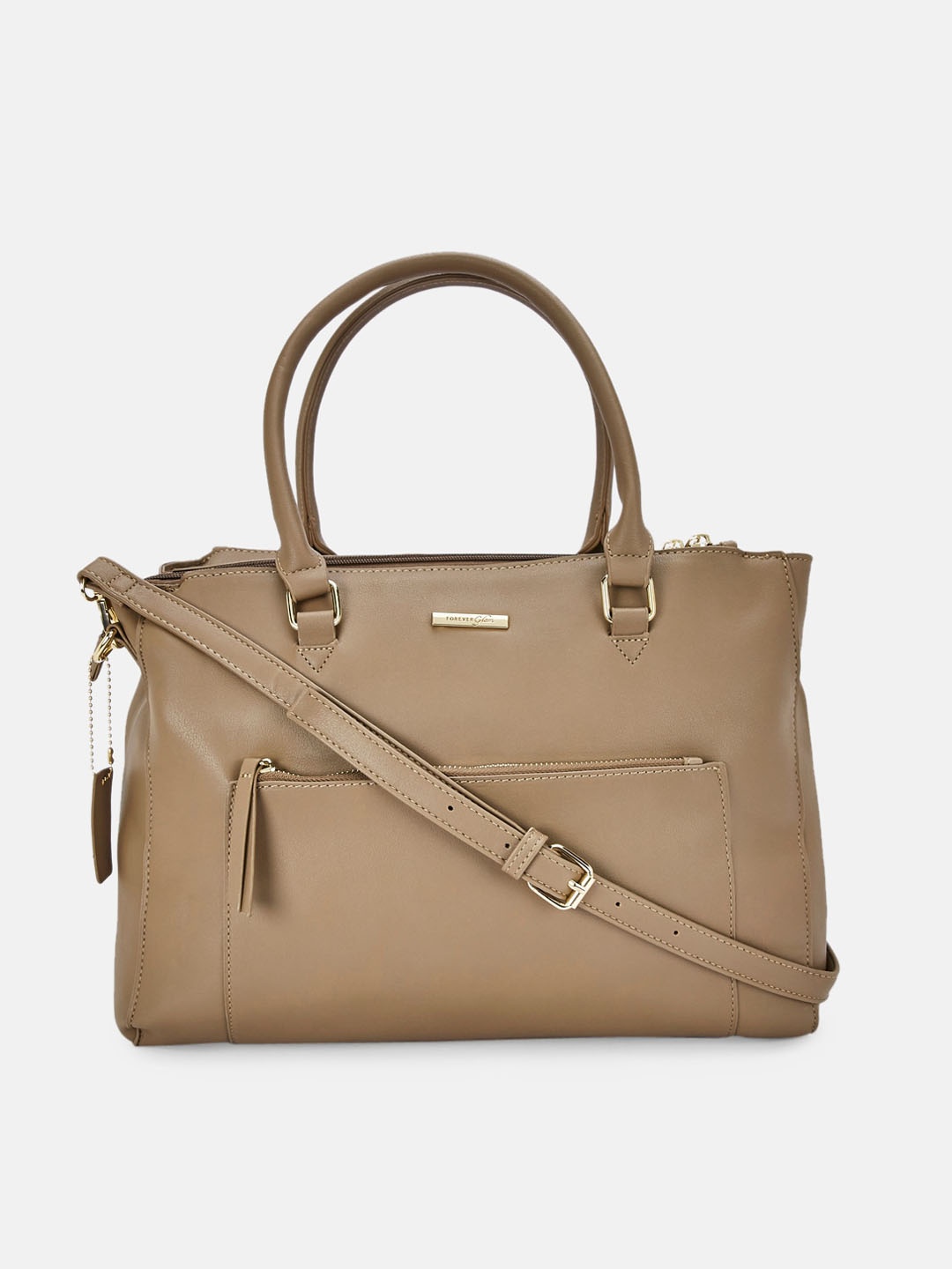 

Forever Glam by Pantaloons Taupe PU Oversized Bowling Handheld Bag